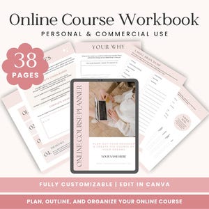 Online Course Planner Canva Template, Course Creation Workbook (Digital Download)
