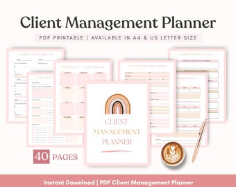 Planilha de Gestão de Clientes, Acompanhamento de Projetos, Organizador de Negócios (PDF para Impressão)