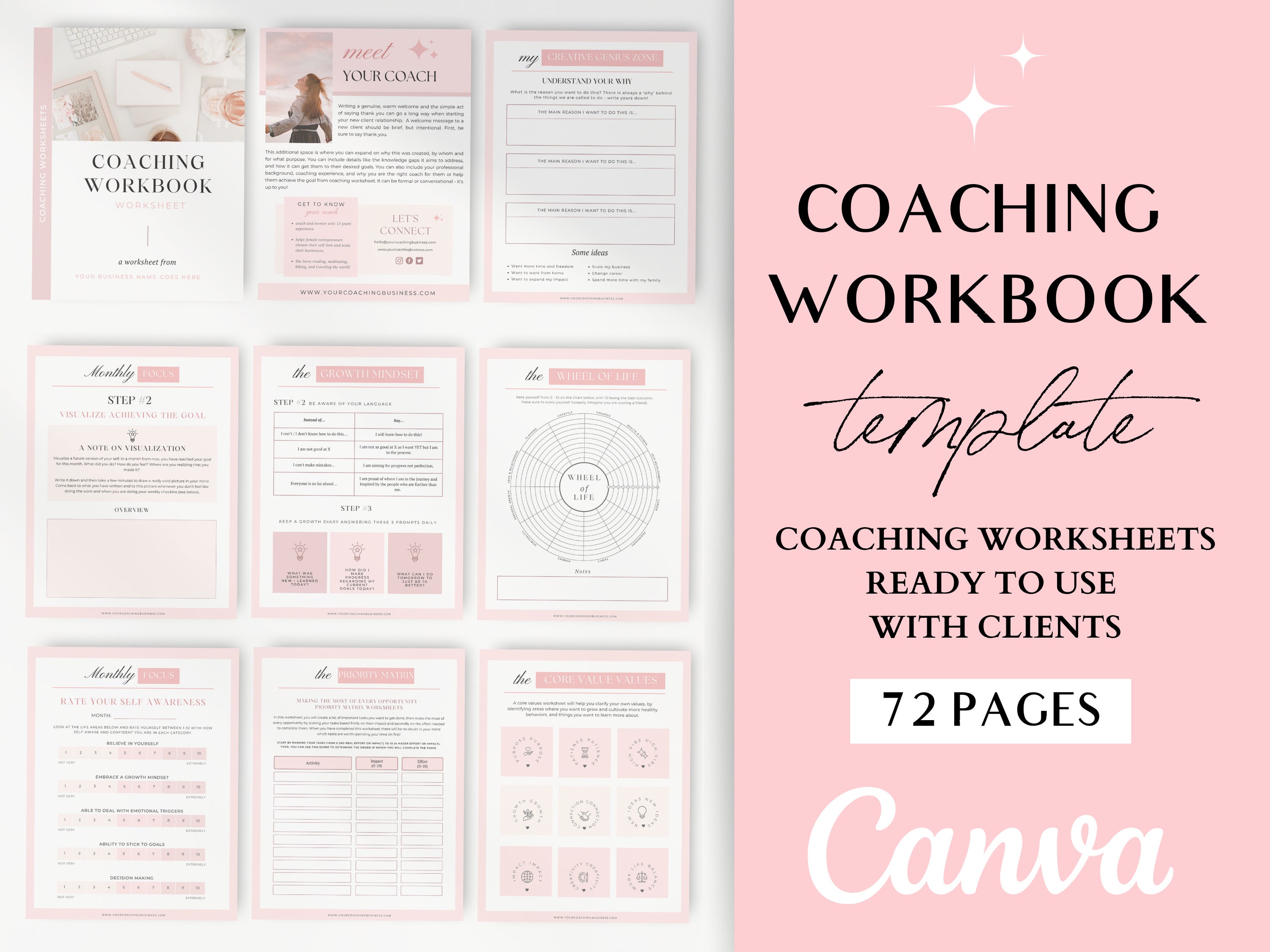 coaching-worksheets-coaching-session-life-coaching-workbook-etsy