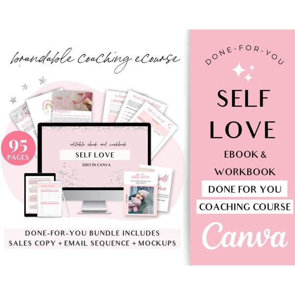 Self Love Workbook, Brandable Coaching Course, Done For You, Self Esteem, Self Love Gifts, Healing Self Care Journal, Course Creator