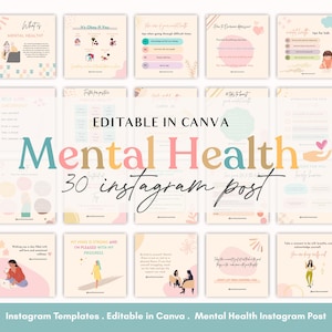 Mental Health Instagram Template, Instagram Post, Mental Health Inspiration, Self Help, Psychology Instagram Canva Templates, Therapist