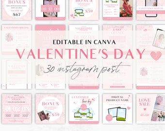 Modèle Instagram de coaching, publications Instagram pour la Saint-Valentin, modèles Instagram Canva pour entraîneurs, téléchargement immédiat, Marketing de février