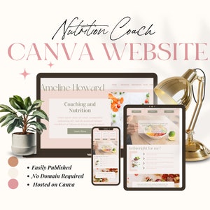 Canva Website For Coaches, Nutrition Coach, Nutritionist Website Template,  Wellness Coach Website Template, Template For Health Coach