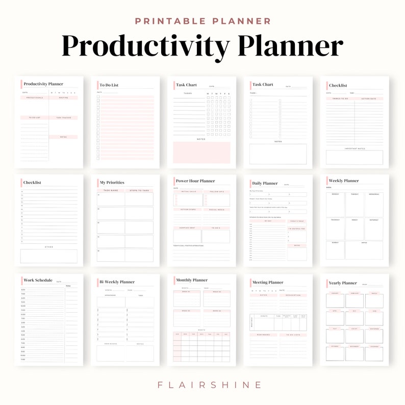 Productivity Planner Printable, Daily, Weekly, Monthly (PDF) - Etsy