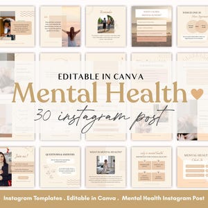 Mental Health Templates, Instagram Post Story Templates, Engagement Booster, Mental Health Canva Template, Self Help