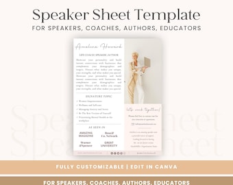 Modèle de feuille de présentation pour conférencier, kit média de l'auteur (PDF)