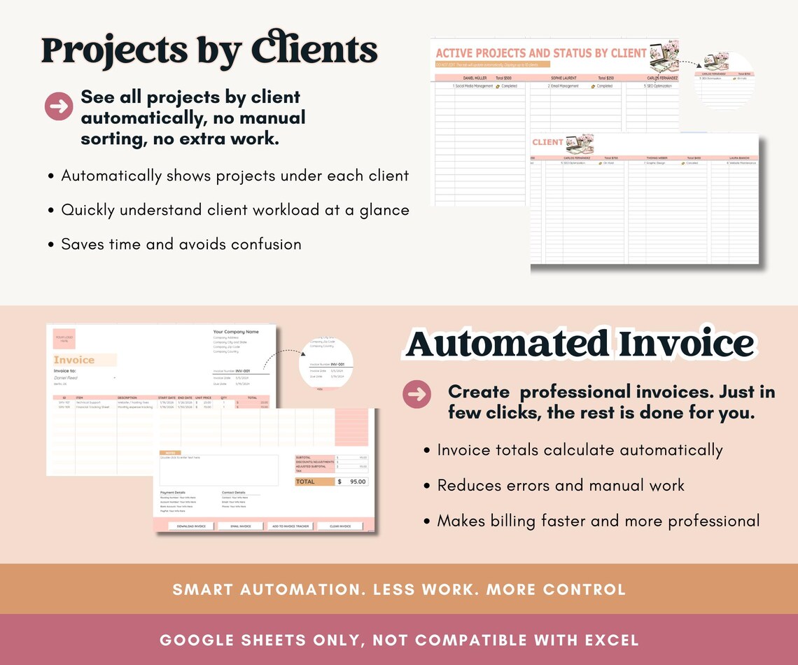 VA Task Tracker Spreadsheet, Virtual Assistant Project, Task, Client ...