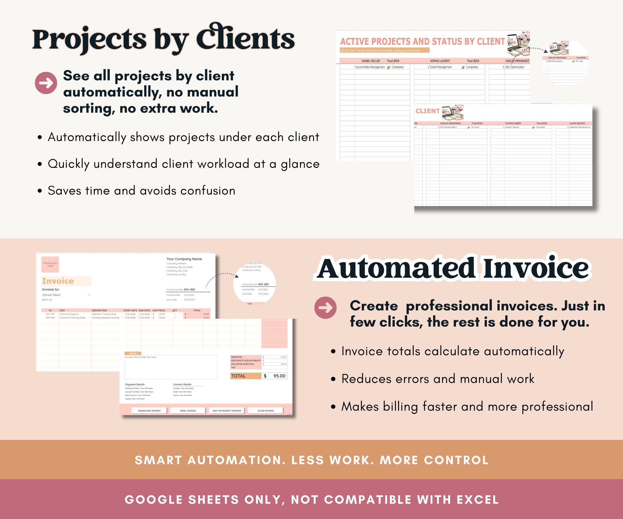 VA Task Tracker Spreadsheet, Virtual Assistant Project, Task, Client ...