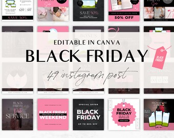 Modèles de publication Instagram Black Friday, Booster de fiançailles, modèle Canva Black Friday, pack promo, Cyber Monday, Instagram Black Friday