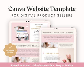 Modèle de page de vente Canva, site Web de produit numérique (téléchargement numérique)
