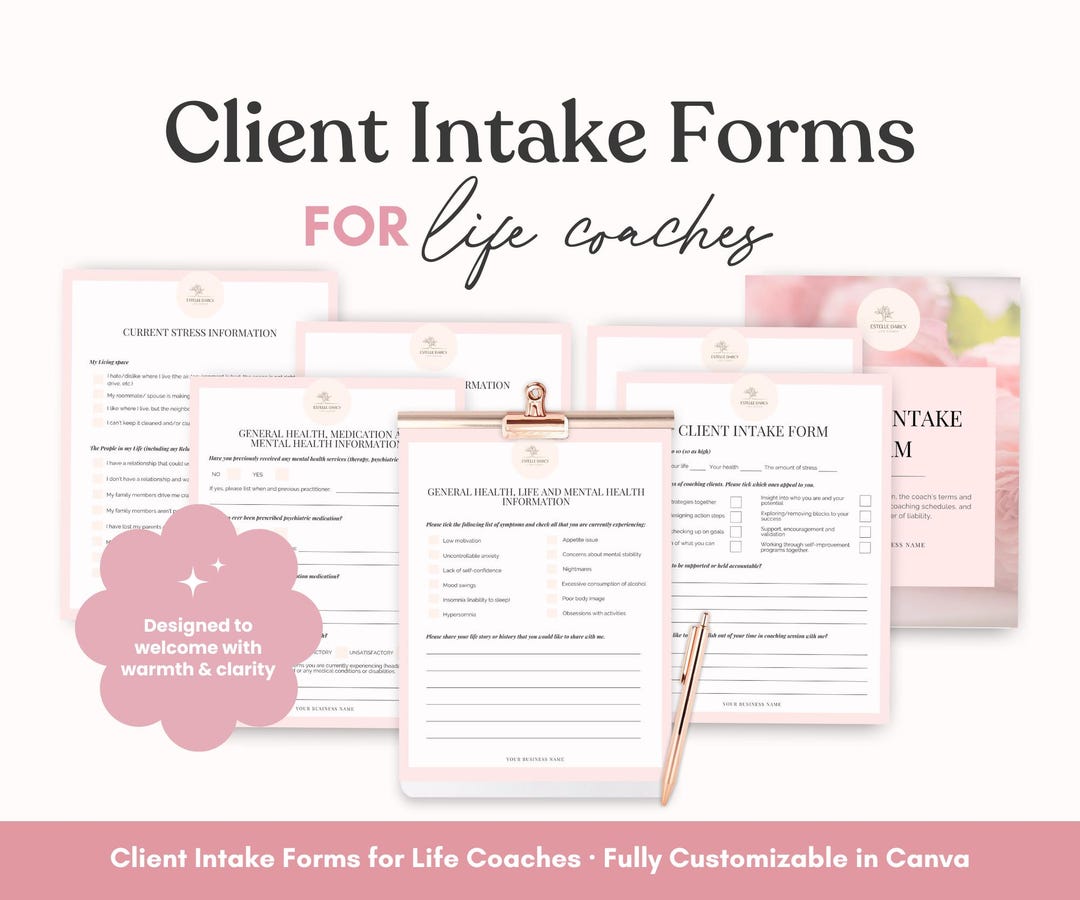 Client Intake Form for Life Coach | Coaching Intake Form | Mental ...
