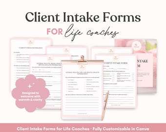 Life Coach Client Intake Forms | Coaching Contract (Canva Template)