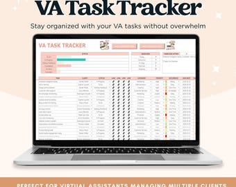 Feuille de calcul VA Task Tracker, Assistant virtuel de projet, Tâche, Système de gestion des clients, Planificateur, Suivi des factures, Indépendant, Entreprise VA