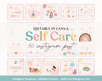 Modèles de publication Instagram sur les soins personnels, modèles de réseaux sociaux, soins personnels, santé mentale, contenu sur la guérison