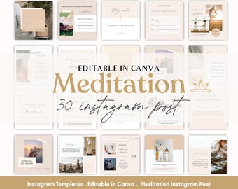 Modèles de publication Instagram Canva pour coachs de méditation et de bien-être, réseaux sociaux, yoga, pleine conscience, soins personnels
