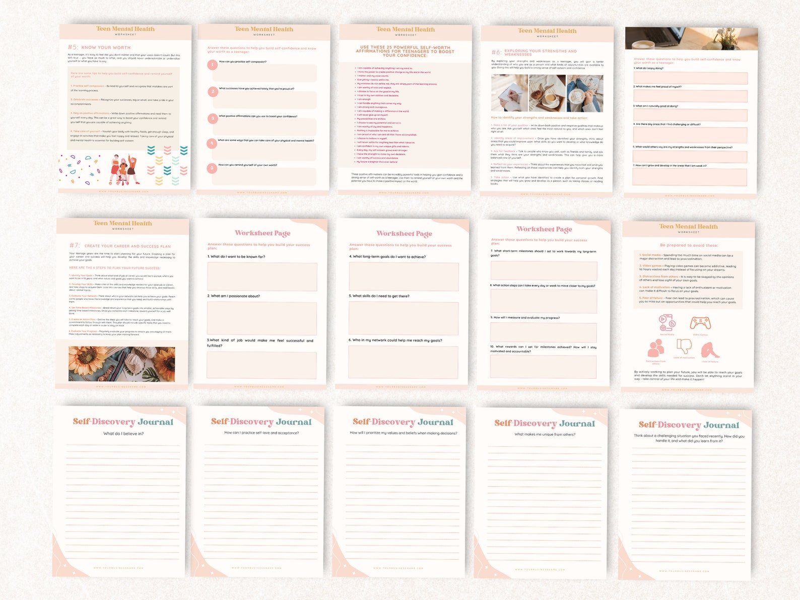 Teen Mental Health Journal Editable Canva Templates Teen - Etsy
