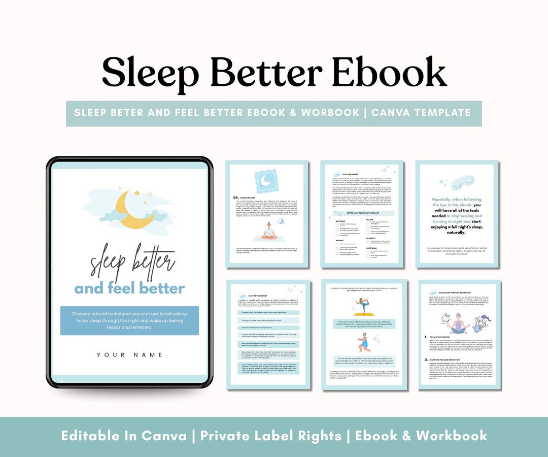 Sleep Better Journal Canva Template | Wellness Ebook for Self-care and ...