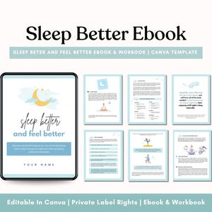 Sleep Better eBook, Sleep Journal, Done For You Workbook, Lead Magnet, Editable Canva Templates, Wellness Journal, Wellness Coach