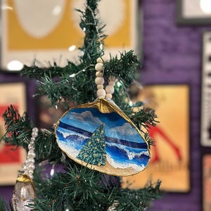 Hand Painted Seashell Ornament | Customizable Coastal & Christmas Art