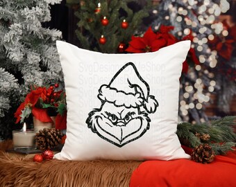 Christmas Grumpy Face Outline Digital Download Svg, Png, Jpg, Eps