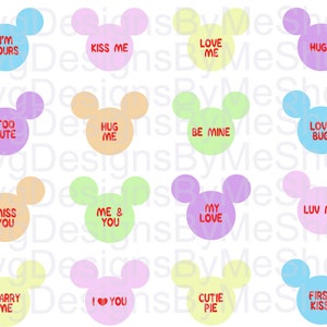 Mouse Candy Hearts Svg, Valentines Svg, Descarga digital Svg, Png, Jpg, Eps