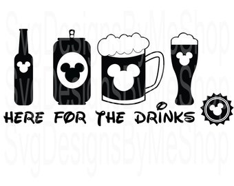 Here for the Drinks Svg, Here For Snacks SVG, Vinyl Cut File, Mouse Svg, Mouse file, Mouse Digital Download, Digital File