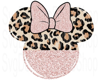 Pink Mouse Leopard, Mouse Leopard with Bow, Mouse Leopard, Leopard file, Leopard Digital Download, Sublimation, T-Shirt, Tumbler