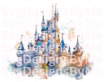 Watercolor Castle, Castle Insipred, Mickey Mouse, Mouse file, Digital Download, Digital File, Sublimation, T-Shirt, Tumbler, Png
