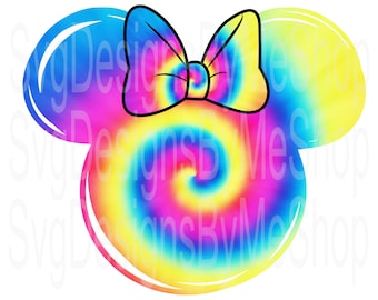 Mouse with Bow Tie Dye, Girl Mouse Tie Dye, Tie Dye file, Tie Dye Digital Download, Digital File, Sublimation, Tumbler, Png File