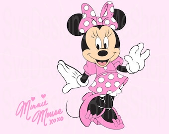 Pink Minnie Mouse with Signature, Mouse with Bow, Minnie Digital Download,  Digital Download, Sublimation, T-Shirt, Tumbler File, Svg, Png