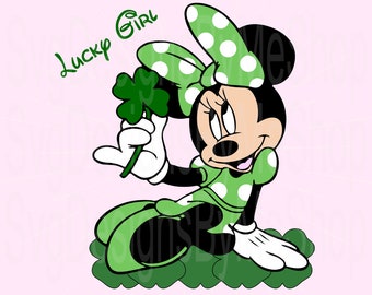 Lucky Minnie Mouse with Signature, Mouse with Bow, Minnie Digital Download,  Digital Download, Sublimation, T-Shirt, Tumbler File, Svg, Png