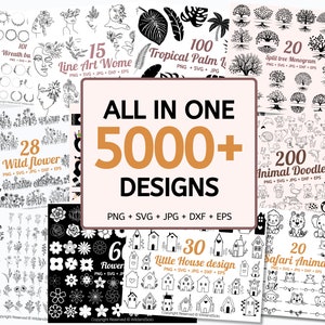 5000+ Svg Design Bundle, T Shirt Designs SVG, Fiori SVG, Cricut, Silhouette, Silhouette Cut Files, Mega Bundle,