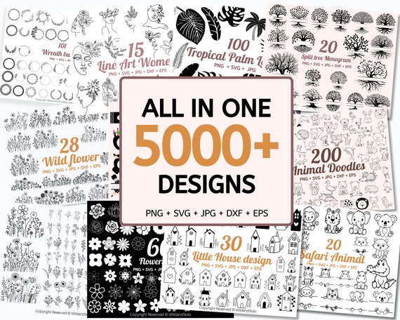 5000+ Svg Design Bundle, T Shirt Designs SVG, Flower svg, Cricut, Silhouette, Silhouette Cut Files, Mega Bundle,