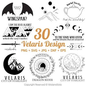 Paquete de 30 Velaris Ciudad de la Luz Estelar ACOTAR Svg, Corte de Espinas y Rosas Svg, Camiseta de La Corte Nocturna, Hacia las Estrellas Ciudad de la Luz Estelar