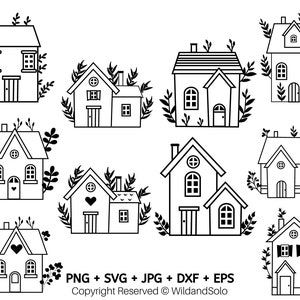 10 Little Home svg Bundle, House svg, little  House Outline svg, Little House png, House Clipart, eps, svg, dxf, jpg By Solo Wild