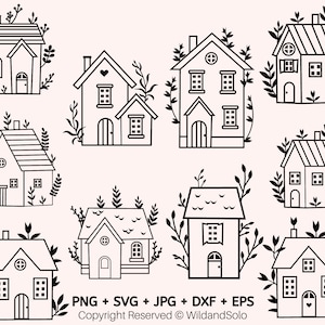 10 Little Home svg Bundle, little House Outline svg, House svg, Little House png, House Clipart, eps, svg, dxf, jpg By Solo Wild