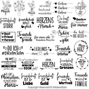 Freundschafts-Svg-Bundle, Deutsche Plotterdatei Bester Freund, Freundschaftsdesign, Freunde PNG, Deutsche Zitate, Sprüche svg, Silhouette