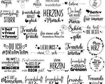 Friendship Svg Bundle, German Plotter File Best Friend, Friendship Design, Friends PNG, German Quotes, Sayings Svg, Silhouette
