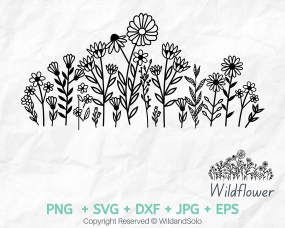 Wildflowers Svg Bouquet SVG Split Monogram Svg Floral Svg - Etsy