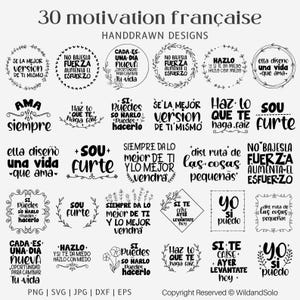 Pacote Svg motivacional, design francês, ditado francês, citações Svg, design de camiseta, arquivo de plotter, arquivo digital, download instantâneo