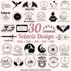 Paquete de 30 Velaris Ciudad de la Luz Estelar ACOTAR Svg, Corte de Espinas y Rosas Svg, Hacia las Estrellas Ciudad de la Luz Estelar, Diseño de la Cuarta Ala