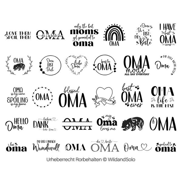 30 German Oma Plotter bundle, Liebe oma potter, Wreath Oma Svg, Die Beste Oma SVG, Split Monogram Svg, Laurel Wreath Svg, German Mama SVG