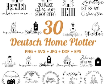 30 German Home Plotterdatei, Haus Herz Liebe Botanisch svg, Plotterdatei Home svg, Home Schriftzug Sprüche svg, Plottergeschenk Umzug