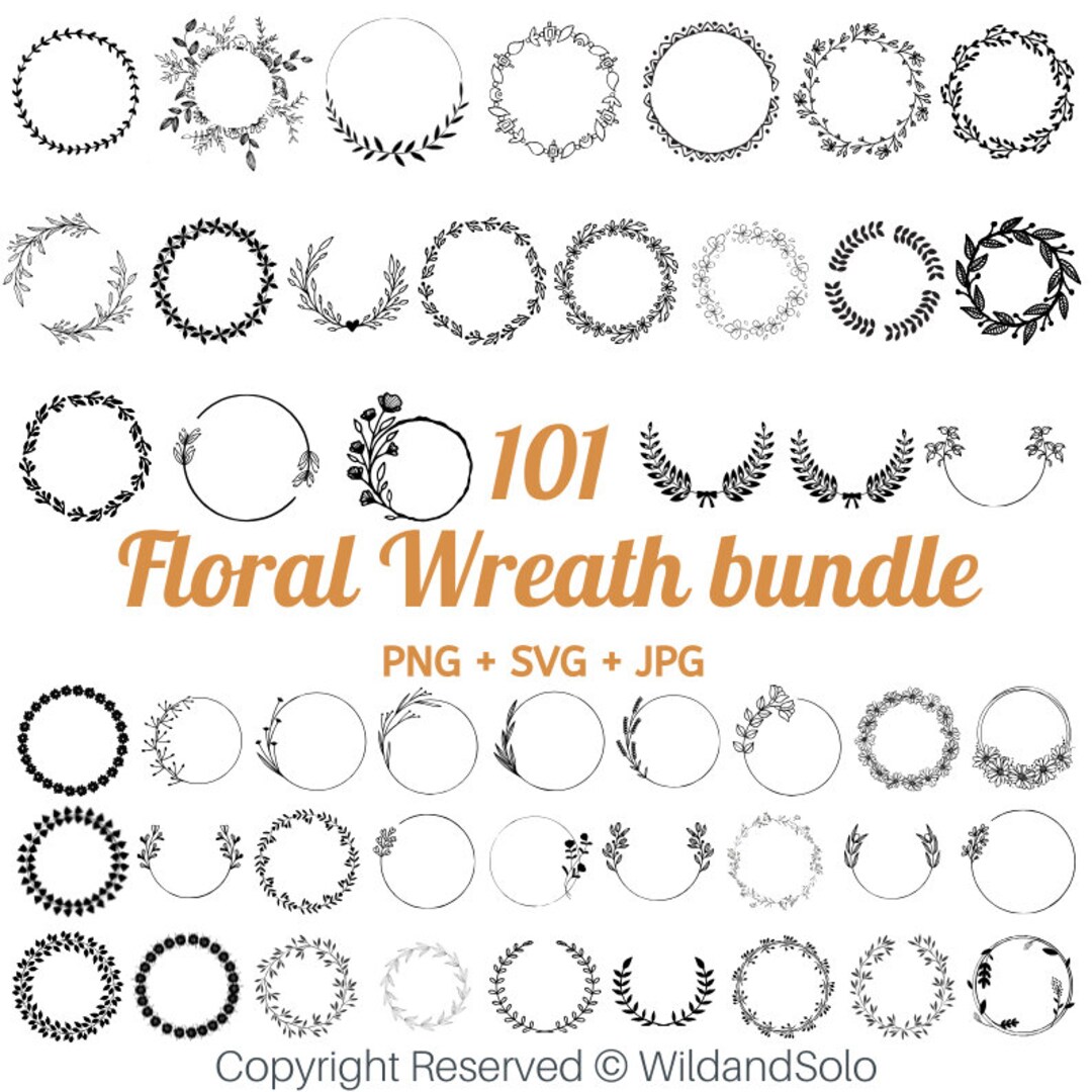 Circle Svg Bundle, Floral Wreath Svg, Heart Laurel Wreath Svg, Wedding ...