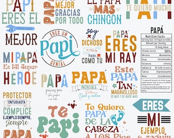 30 Papa Spanisch Svg Bundle, Bester Papa Svg, Papa Zitat Svg, Plotterdatei Papa, Daddy Svg, Vater und Sohn, Spanisches Design, Vatertags Svg