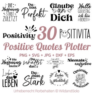 30 Positives Zitate SVG Bundle, plotterdatei sprüche, Deutscher Spruch svg, Inspirational Spruch, Deutscher Spruch