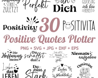 30 ポジティブ Zitat SVG バンドル、プロッターデート svg、ドイツ語ことわざ svg、ドイツ語インスピレーションを与えることわざ、ドイツ語ポジティブ svg、Zuhause 引用符 svg