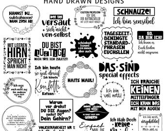 Paquete de 30 archivos SVG de bolsas de tela alemanas, SVG con frases alemanas, bolsa de compras con estilo, archivo SVG para plotter alemán, citas con frases, archivos de corte SVG para Cricut