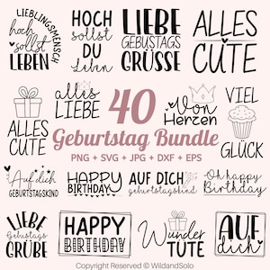40 Geburtstag Plotterdatei svg Bundle, Birthday Plotter File, Alles Gute zum Geburtstagskind svg, Geburtstag Sprüche svg, Wünsche Bundle Svg