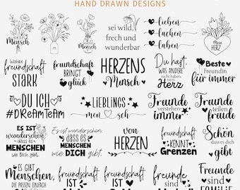 German Friendship Svg Bundle, German Svg Bundle, Friendship Design, Friends PNG, German Quotes, Sayings Svg, Plotter File, Silhouette